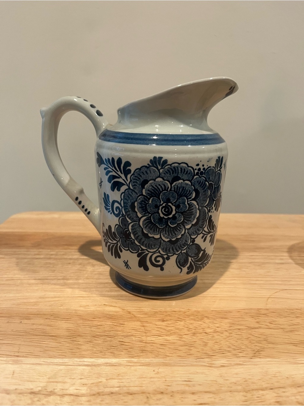 6” vintage hand-painted Delft blue ceramic pitcher
